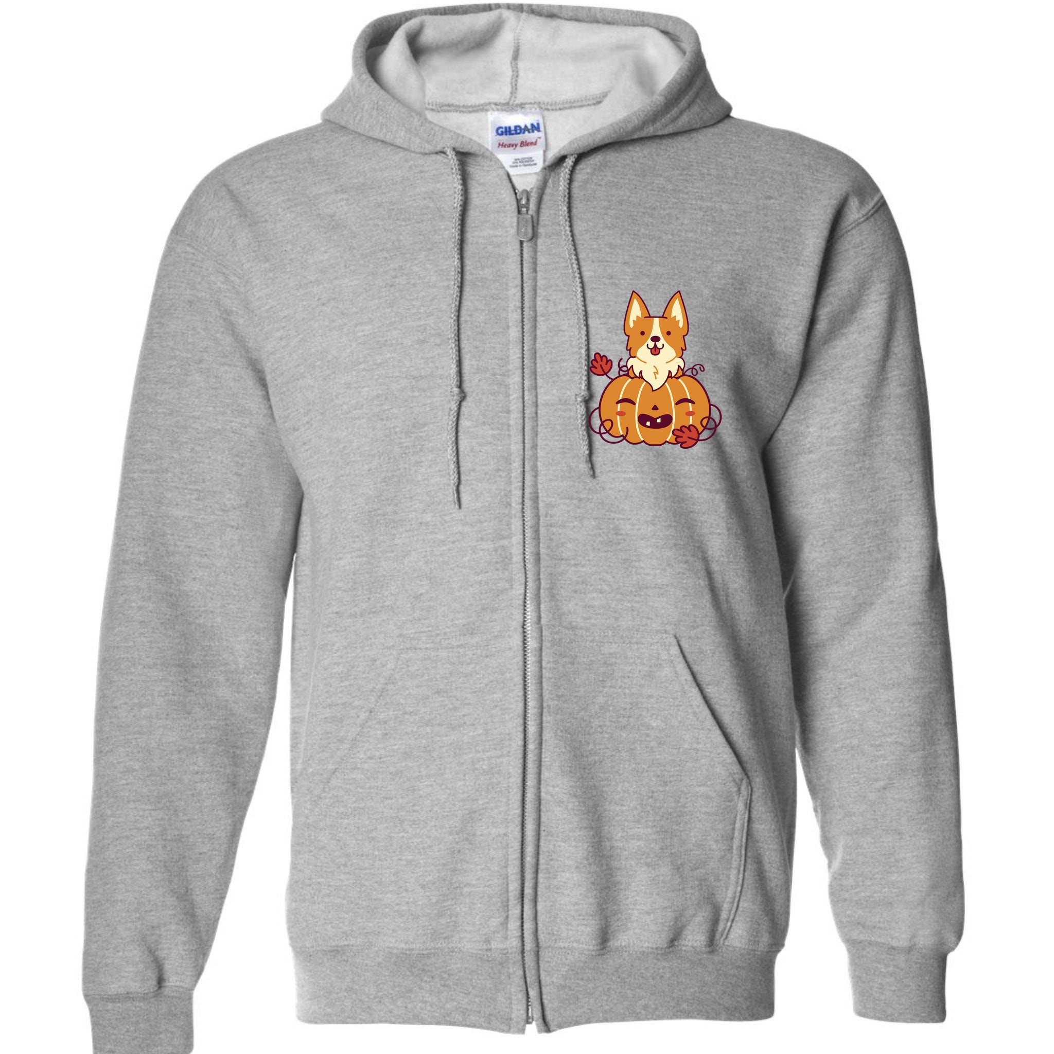 Cute Pumpkin Corgi Dog Halloween Full Zip Hoodie