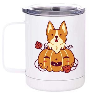 Cute Pumpkin Corgi Dog Halloween 12 oz Stainless Steel Tumbler Cup