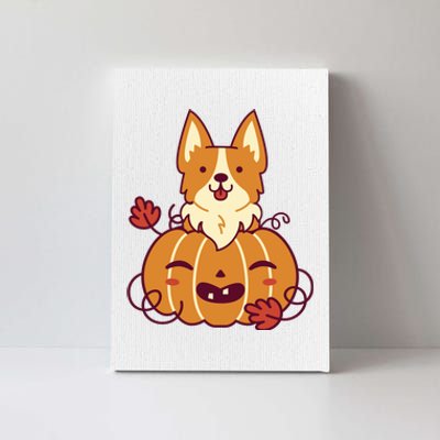 Cute Pumpkin Corgi Dog Halloween Canvas