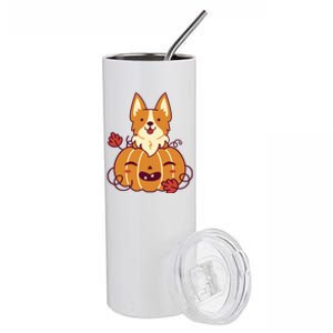 Cute Pumpkin Corgi Dog Halloween Stainless Steel Tumbler