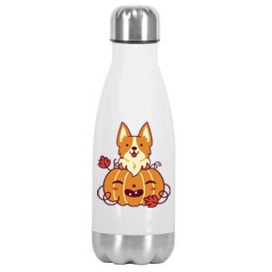 Cute Pumpkin Corgi Dog Halloween Stainless Steel Insulated Water Bottle