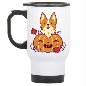 Cute Pumpkin Corgi Dog Halloween Stainless Steel Travel Mug