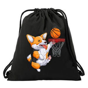 Corgi Puppy Corgi Basketball For Pet Lovers Drawstring Bag