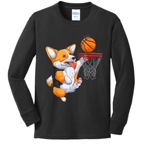 Corgi Puppy Corgi Basketball For Pet Lovers Kids Long Sleeve Shirt