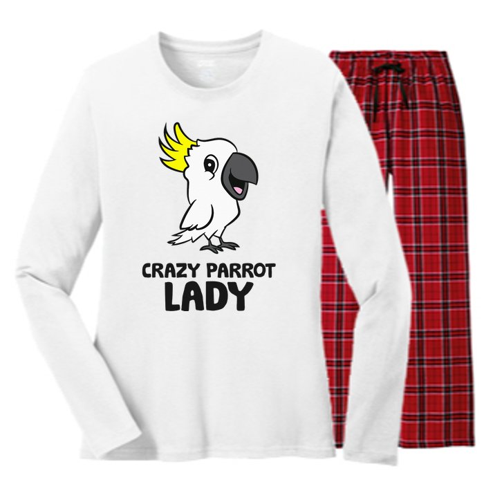 Cockatoo Parrot Craty Parrot Lady Women's Long Sleeve Flannel Pajama Set 