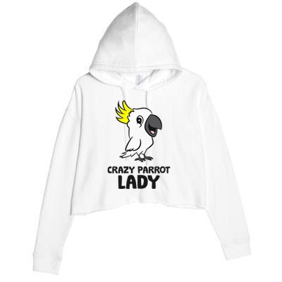 Cockatoo Parrot Craty Parrot Lady Crop Fleece Hoodie