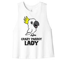 Cockatoo Parrot Craty Parrot Lady Women's Racerback Cropped Tank