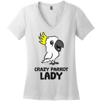 Cockatoo Parrot Craty Parrot Lady Women's V-Neck T-Shirt