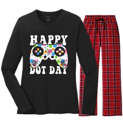 Colorful Polka Dot Game Controller International Dot Day Kids Women's Long Sleeve Flannel Pajama Set 