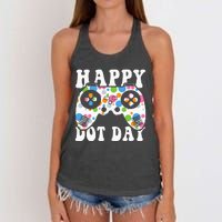 Colorful Polka Dot Game Controller International Dot Day Kids Women's Knotted Racerback Tank