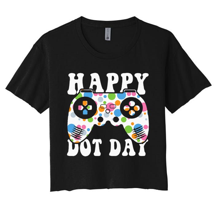 Colorful Polka Dot Game Controller International Dot Day Kids Women's Crop Top Tee