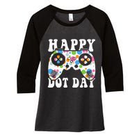 Colorful Polka Dot Game Controller International Dot Day Kids Women's Tri-Blend 3/4-Sleeve Raglan Shirt