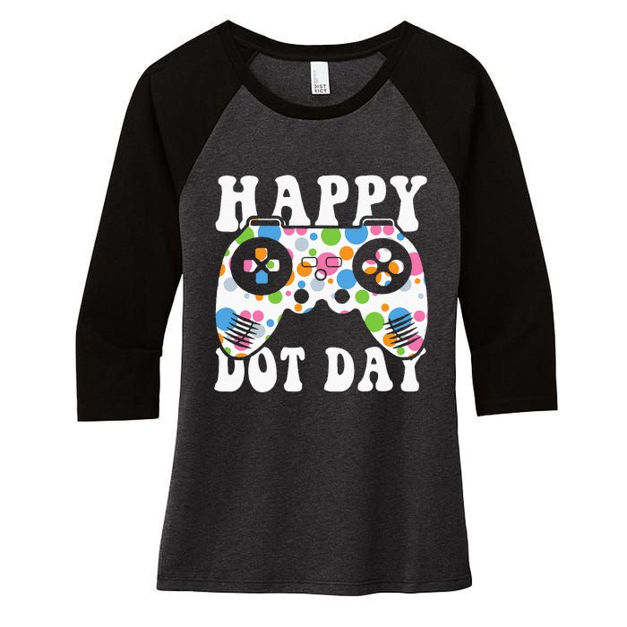 Colorful Polka Dot Game Controller International Dot Day Kids Women's Tri-Blend 3/4-Sleeve Raglan Shirt