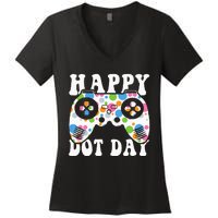 Colorful Polka Dot Game Controller International Dot Day Kids Women's V-Neck T-Shirt