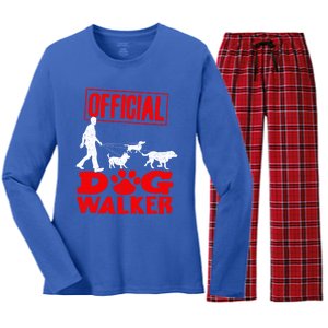 Cute Professional Dog Walker Funny Pet Lover Gift Cool Gift Women's Long Sleeve Flannel Pajama Set 