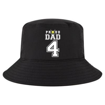 Custom Proud Dad Of Softball Player Number 4 Personalized Funny Gift Cool Comfort Performance Bucket Hat