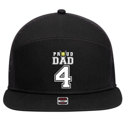 Custom Proud Dad Of Softball Player Number 4 Personalized Funny Gift 7 Panel Mesh Trucker Snapback Hat