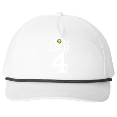 Custom Proud Dad Of Softball Player Number 4 Personalized Funny Gift Snapback Five-Panel Rope Hat