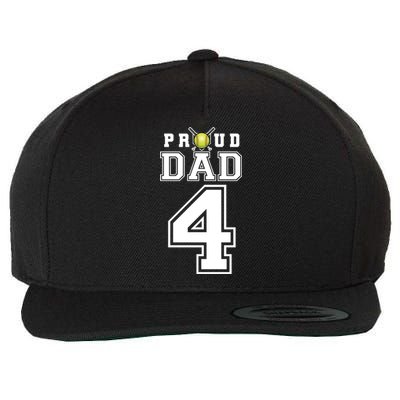 Custom Proud Dad Of Softball Player Number 4 Personalized Funny Gift Wool Snapback Cap