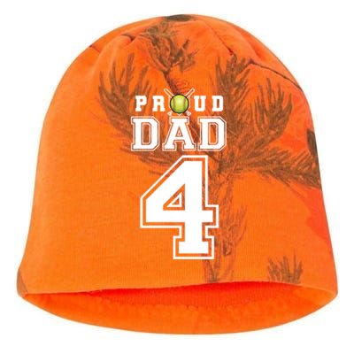 Custom Proud Dad Of Softball Player Number 4 Personalized Funny Gift Kati - Camo Knit Beanie