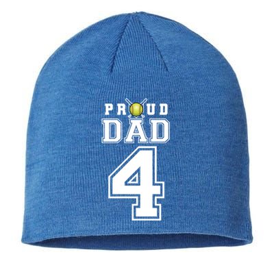 Custom Proud Dad Of Softball Player Number 4 Personalized Funny Gift Sustainable Beanie