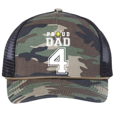 Custom Proud Dad Of Softball Player Number 4 Personalized Funny Gift Retro Rope Trucker Hat Cap