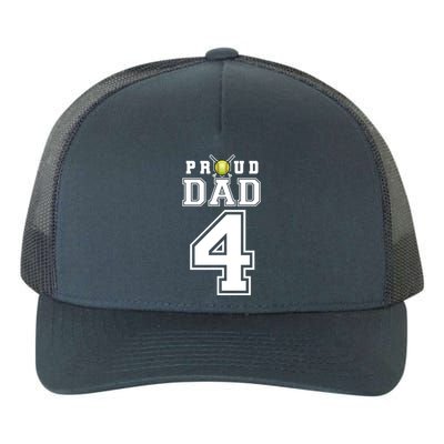 Custom Proud Dad Of Softball Player Number 4 Personalized Funny Gift Yupoong Adult 5-Panel Trucker Hat