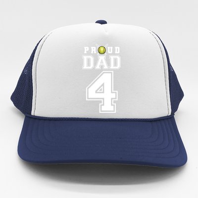 Custom Proud Dad Of Softball Player Number 4 Personalized Funny Gift Trucker Hat