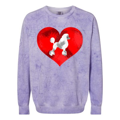 Cute Poodle Dog Lover Red Heart Valentines Day Cool Gift Colorblast Crewneck Sweatshirt