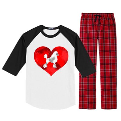 Cute Poodle Dog Lover Red Heart Valentines Day Cool Gift Raglan Sleeve Pajama Set