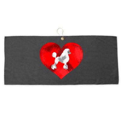 Cute Poodle Dog Lover Red Heart Valentines Day Cool Gift Large Microfiber Waffle Golf Towel