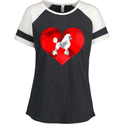 Cute Poodle Dog Lover Red Heart Valentines Day Cool Gift Enza Ladies Jersey Colorblock Tee