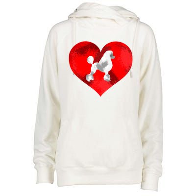 Cute Poodle Dog Lover Red Heart Valentines Day Cool Gift Womens Funnel Neck Pullover Hood