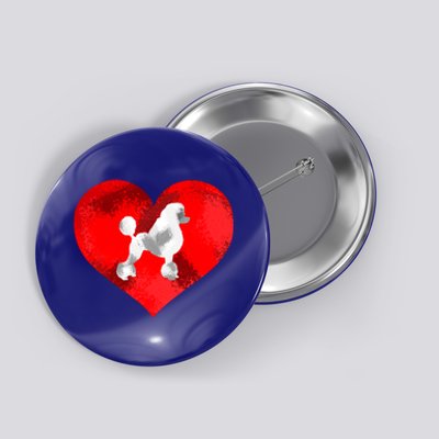 Cute Poodle Dog Lover Red Heart Valentines Day Cool Gift Button