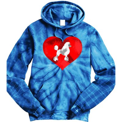 Cute Poodle Dog Lover Red Heart Valentines Day Cool Gift Tie Dye Hoodie