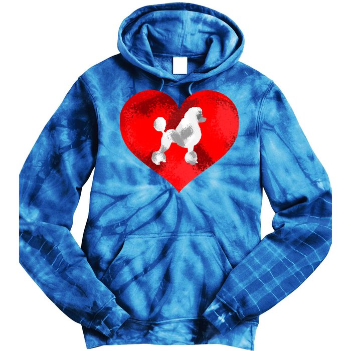 Cute Poodle Dog Lover Red Heart Valentines Day Cool Gift Tie Dye Hoodie