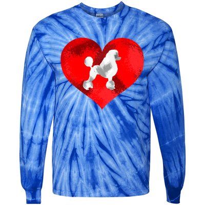 Cute Poodle Dog Lover Red Heart Valentines Day Cool Gift Tie-Dye Long Sleeve Shirt