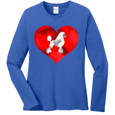 Cute Poodle Dog Lover Red Heart Valentines Day Cool Gift Ladies Long Sleeve Shirt