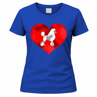 Cute Poodle Dog Lover Red Heart Valentines Day Cool Gift Women's T-Shirt