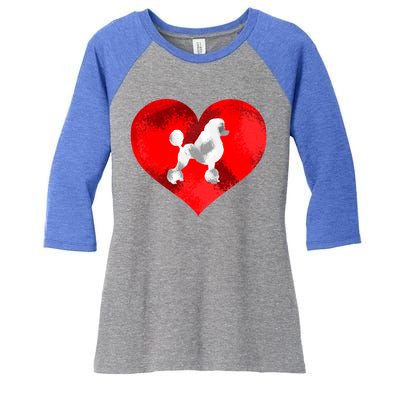 Cute Poodle Dog Lover Red Heart Valentines Day Cool Gift Women's Tri-Blend 3/4-Sleeve Raglan Shirt