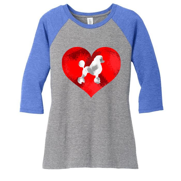 Cute Poodle Dog Lover Red Heart Valentines Day Cool Gift Women's Tri-Blend 3/4-Sleeve Raglan Shirt