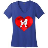 Cute Poodle Dog Lover Red Heart Valentines Day Cool Gift Women's V-Neck T-Shirt