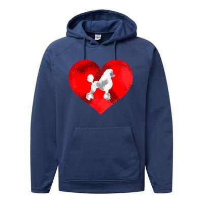 Cute Poodle Dog Lover Red Heart Valentines Day Cool Gift Performance Fleece Hoodie