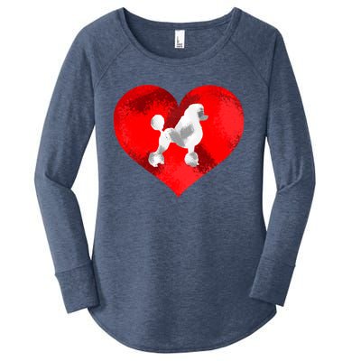 Cute Poodle Dog Lover Red Heart Valentines Day Cool Gift Women's Perfect Tri Tunic Long Sleeve Shirt