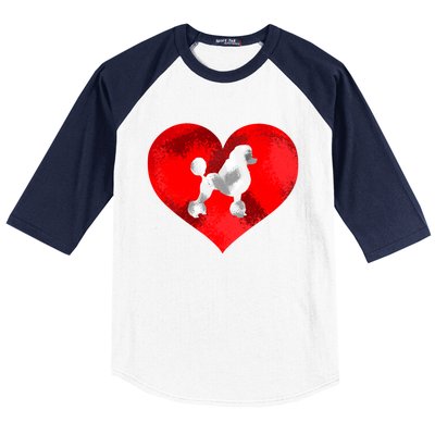 Cute Poodle Dog Lover Red Heart Valentines Day Cool Gift Baseball Sleeve Shirt