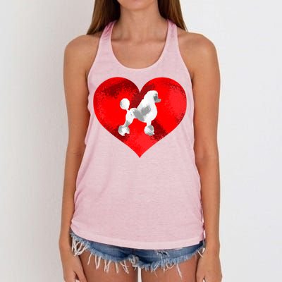 Cute Poodle Dog Lover Red Heart Valentines Day Cool Gift Women's Knotted Racerback Tank