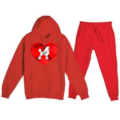 Cute Poodle Dog Lover Red Heart Valentines Day Cool Gift Premium Hooded Sweatsuit Set