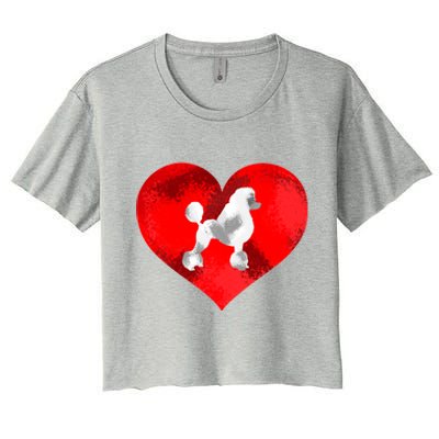 Cute Poodle Dog Lover Red Heart Valentines Day Cool Gift Women's Crop Top Tee