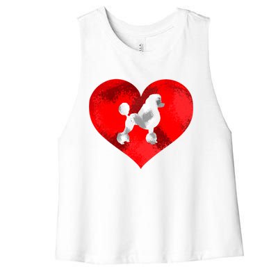 Cute Poodle Dog Lover Red Heart Valentines Day Cool Gift Women's Racerback Cropped Tank