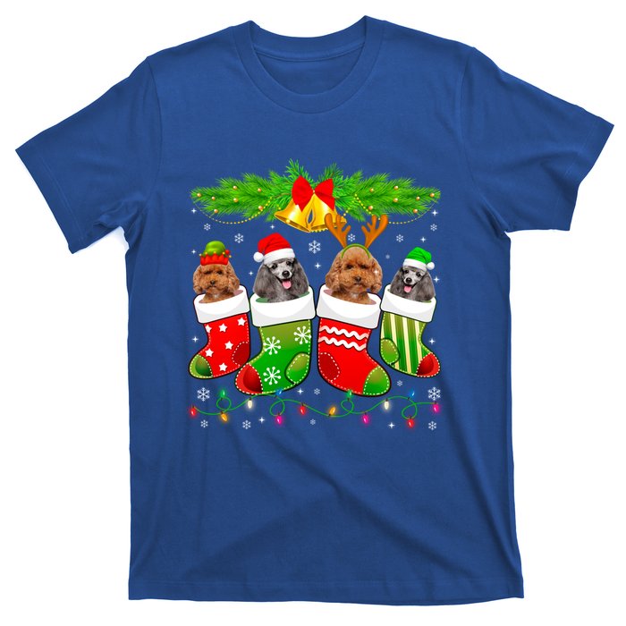 Cute Poodle Dog In Sock Christmas Santa Xmas Dog Gift T-Shirt